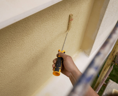 Texture Coating Application On Exterior Wall