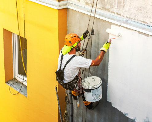 Commercial Exterior Painting And Coating With White Paint